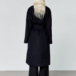 Nouvel collarless wool coat dark navy - fasfas