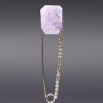 Amethyst safety pin brooch - fasfas