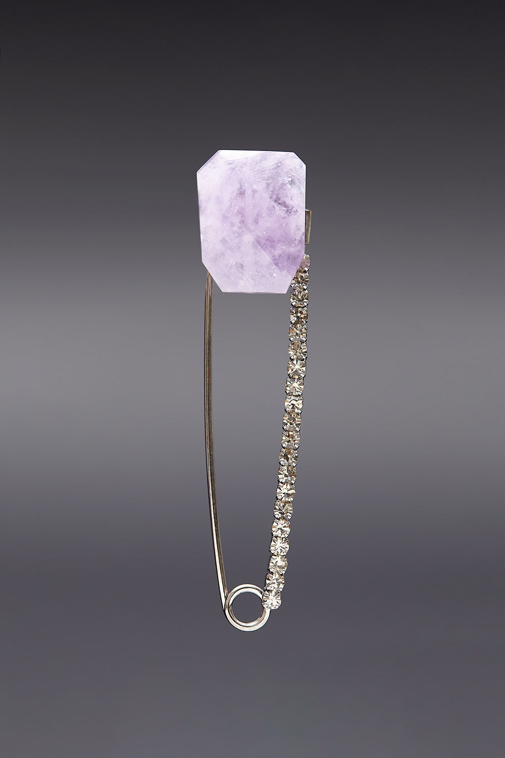 Amethyst safety pin brooch - fasfas