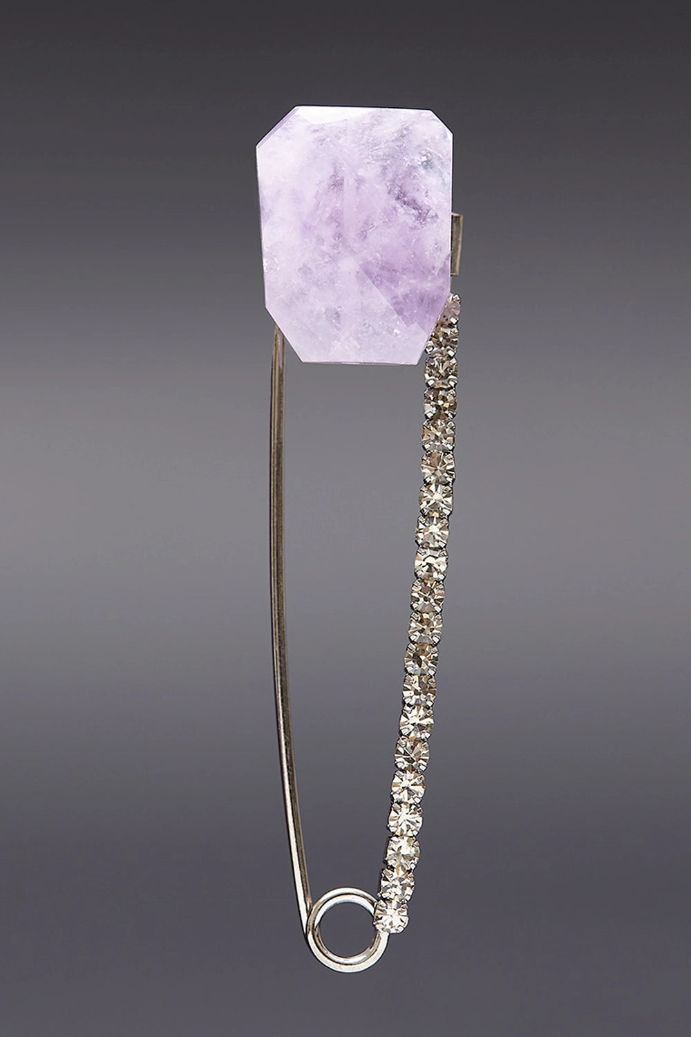 Amethyst safety pin brooch - fasfas