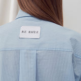 Embroidered stripe pocket shirt sky blue - fasfas