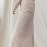 Logo embroidered detail midi skirt sand - fasfas