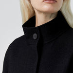 Zaha stand collar belted coat black - fasfas