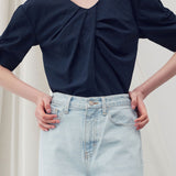 V neck draped blouse top - fasfas