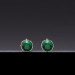 8mm green jade core earrings(clip-on–option) - fasfas