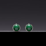 8mm green jade core earrings(clip-on–option) - fasfas