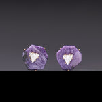 Charoite core poise earrings(clip-on earrings) - fasfas