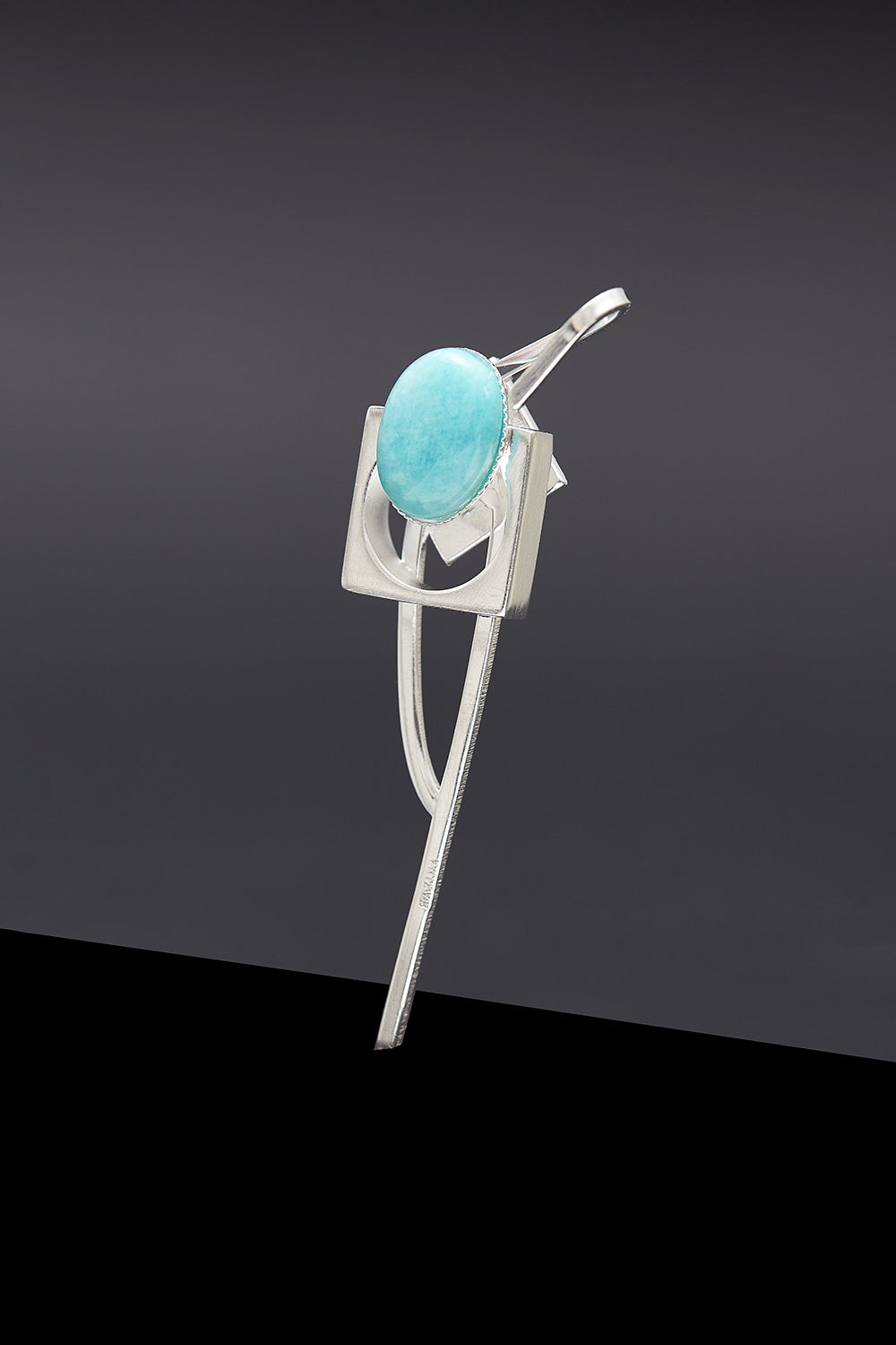 Amazonite theoria brooch silver - fasfas
