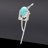 Amazonite theoria brooch silver - fasfas