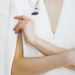 Bluelace agate rabbit brooch - fasfas