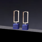 Lapis lazuli sqaure hoop earrings - fasfas