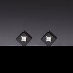 6mm cube onyx core poise earrings(clip-on-option) - fasfas