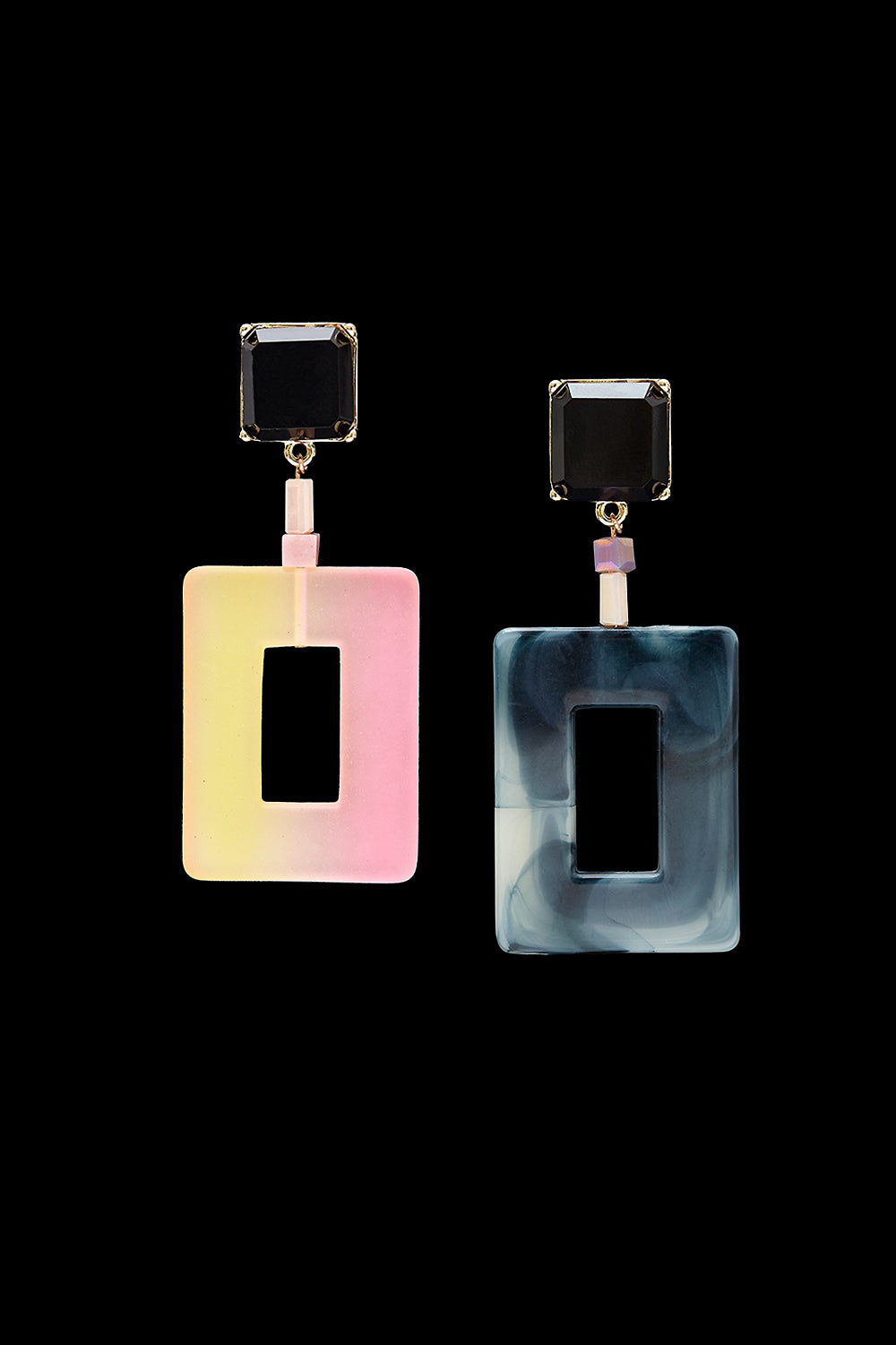 Square funky dramatique earrings(clip-on earrings) - fasfas