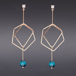 Blue tiger eyes hexagon earrings(clip-on earrings) - fasfas