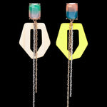 Geometric funky earrings yellow(clip-on earrings) - fasfas