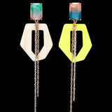 Geometric funky earrings yellow(clip-on earrings) - fasfas