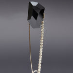Black crystal safety pin brooch - fasfas