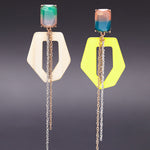 Geometric funky earrings yellow(clip-on earrings) - fasfas