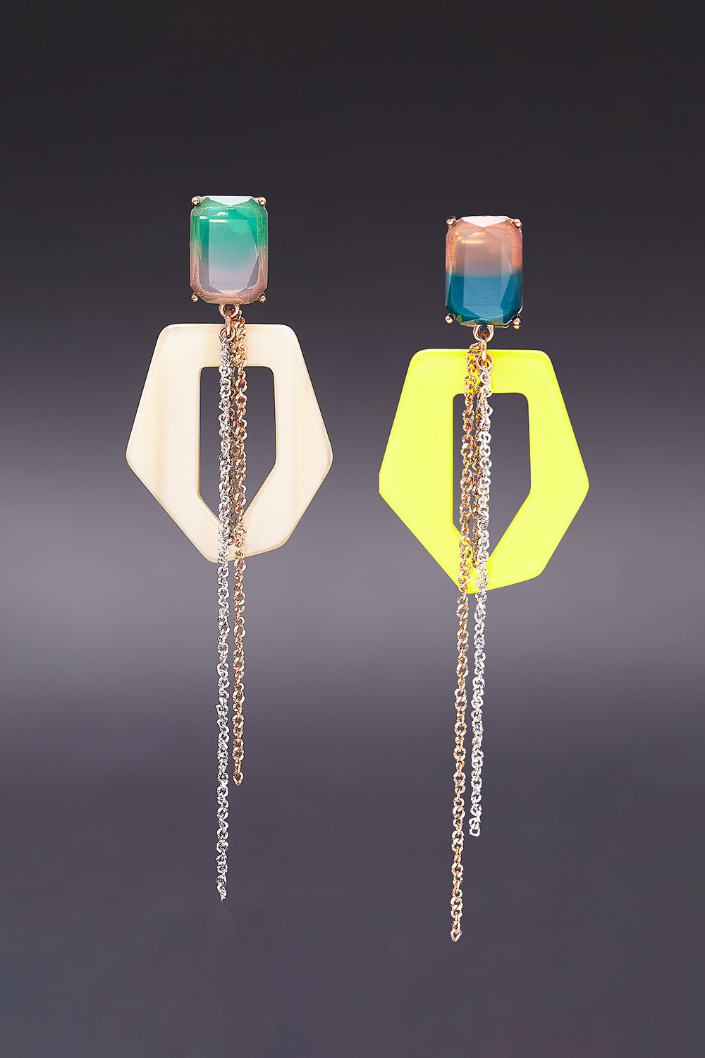 Geometric funky earrings yellow(clip-on earrings) - fasfas