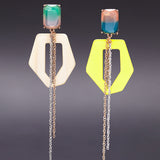 Geometric funky earrings yellow(clip-on earrings) - fasfas