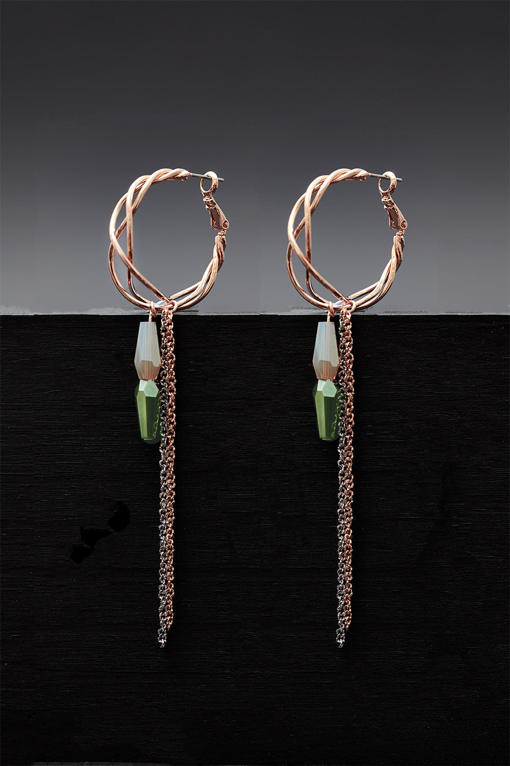 Green opal crystal earrings - fasfas