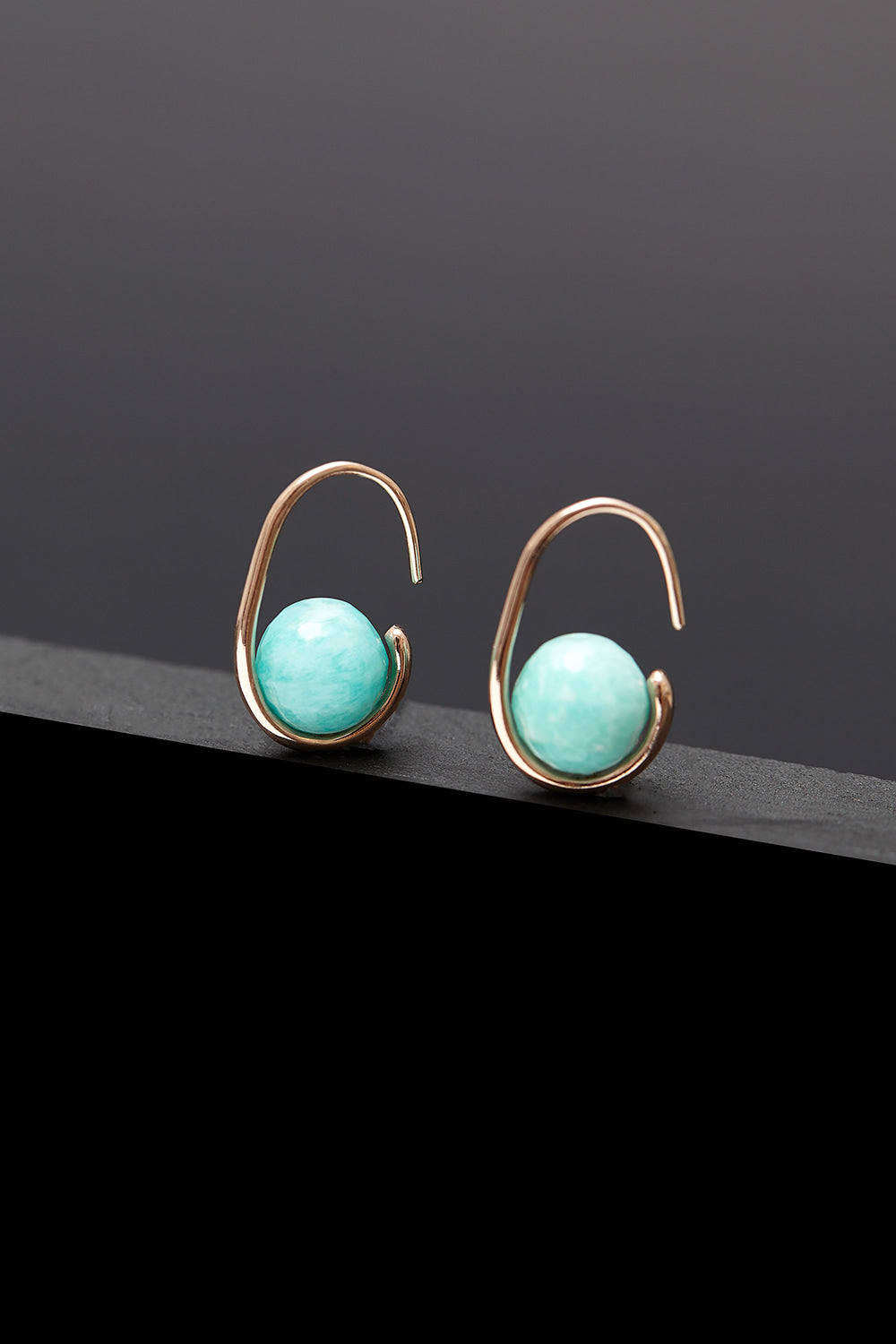 Amazonite oval hoop earrings - fasfas