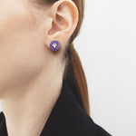 Charoite core poise earrings(clip-on earrings) - fasfas
