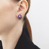 Charoite core poise earrings(clip-on earrings) - fasfas