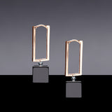 Onyx sqaure hoop earrings - fasfas