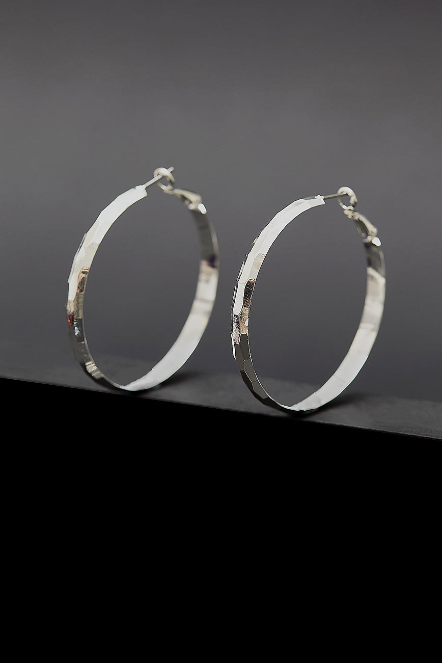 Hammer texture hoop earrings(3 colors) - fasfas