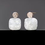 12mm white druzy agate earrings(clip-on-option) - fasfas