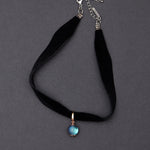 Moonstone velvet choker necklace (1.8cm) - fasfas