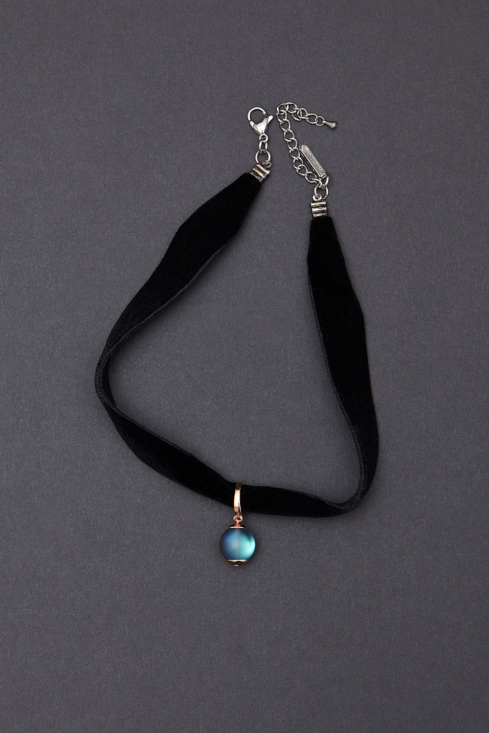 Moonstone velvet choker necklace (1.8cm) - fasfas