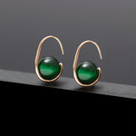 Green tiger eyes oval hoop earrings - fasfas