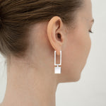 Mother of pearl sqaure hoop earrings - fasfas