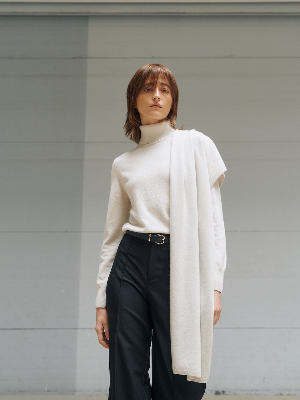 Italy cashmere 100% – basic handmade pullover ivory - fasfas