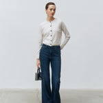 Italy cashmere 20% – crew-neck mini cardigan ivory - fasfas