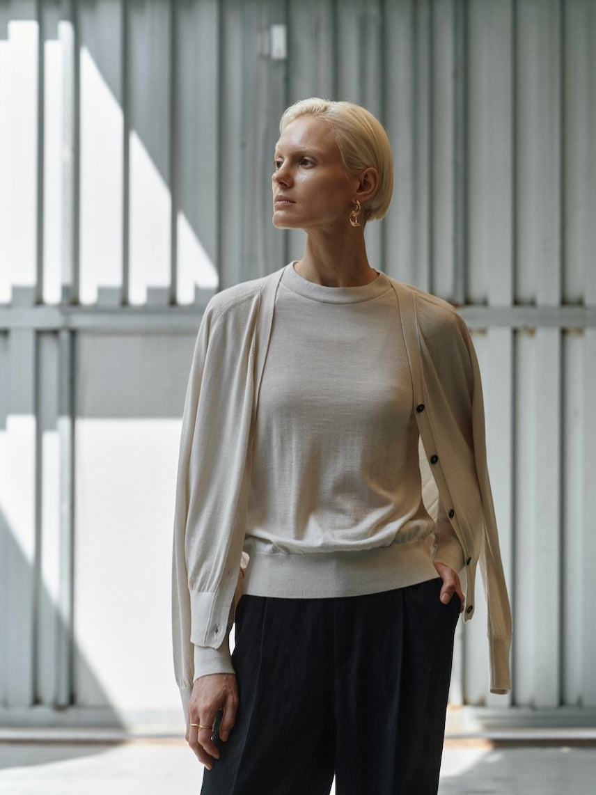 Silk cashmere pullover ivory - fasfas
