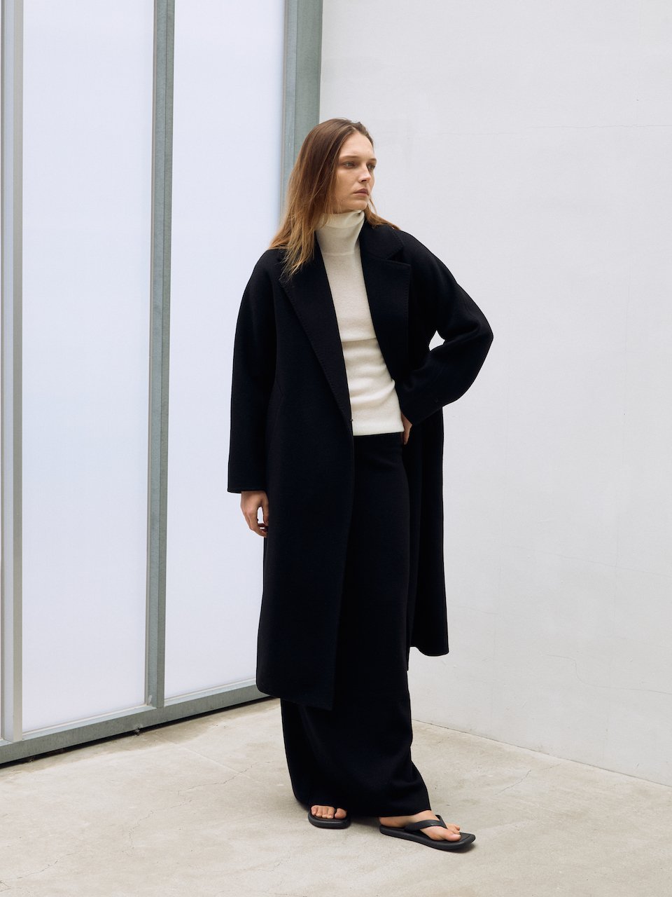 Super fine long skirt black – italy merino wool 100% - fasfas