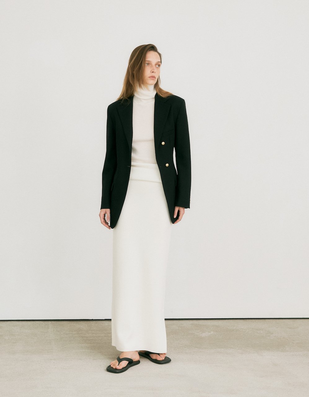 Super fine long skirt ivory – italy merino wool 100% - fasfas