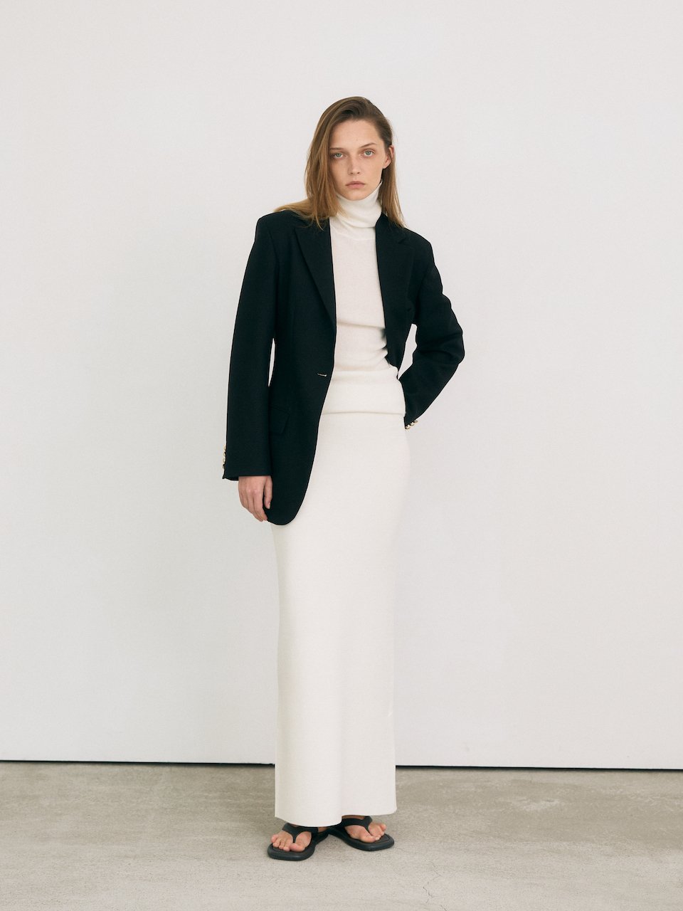 Super fine long skirt ivory – italy merino wool 100% - fasfas