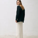 Super fine long skirt ivory – italy merino wool 100% - fasfas