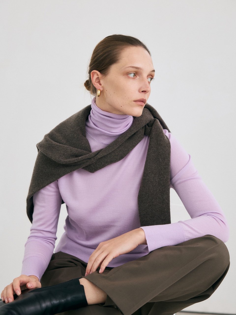 Super fine pullover lavender – italy merino wool 100% - fasfas