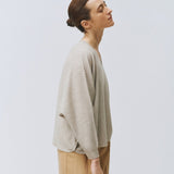 V-neck loose pullover beige - merino mercerized wool 100% – - fasfas