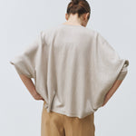 V-neck loose pullover beige - merino mercerized wool 100% – - fasfas