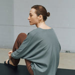 V-neck loose pullover green - merino mercerized wool 100% – - fasfas