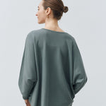 V-neck loose pullover green - merino mercerized wool 100% – - fasfas